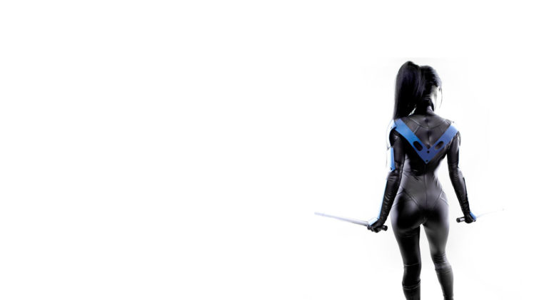 white, Brunette, Nightwing, Batman, Sword, Cosplay HD Wallpaper Desktop Background