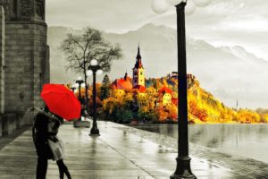 love, Autumn, Rain, Kiss, Lake, Wet, Street, Umberella