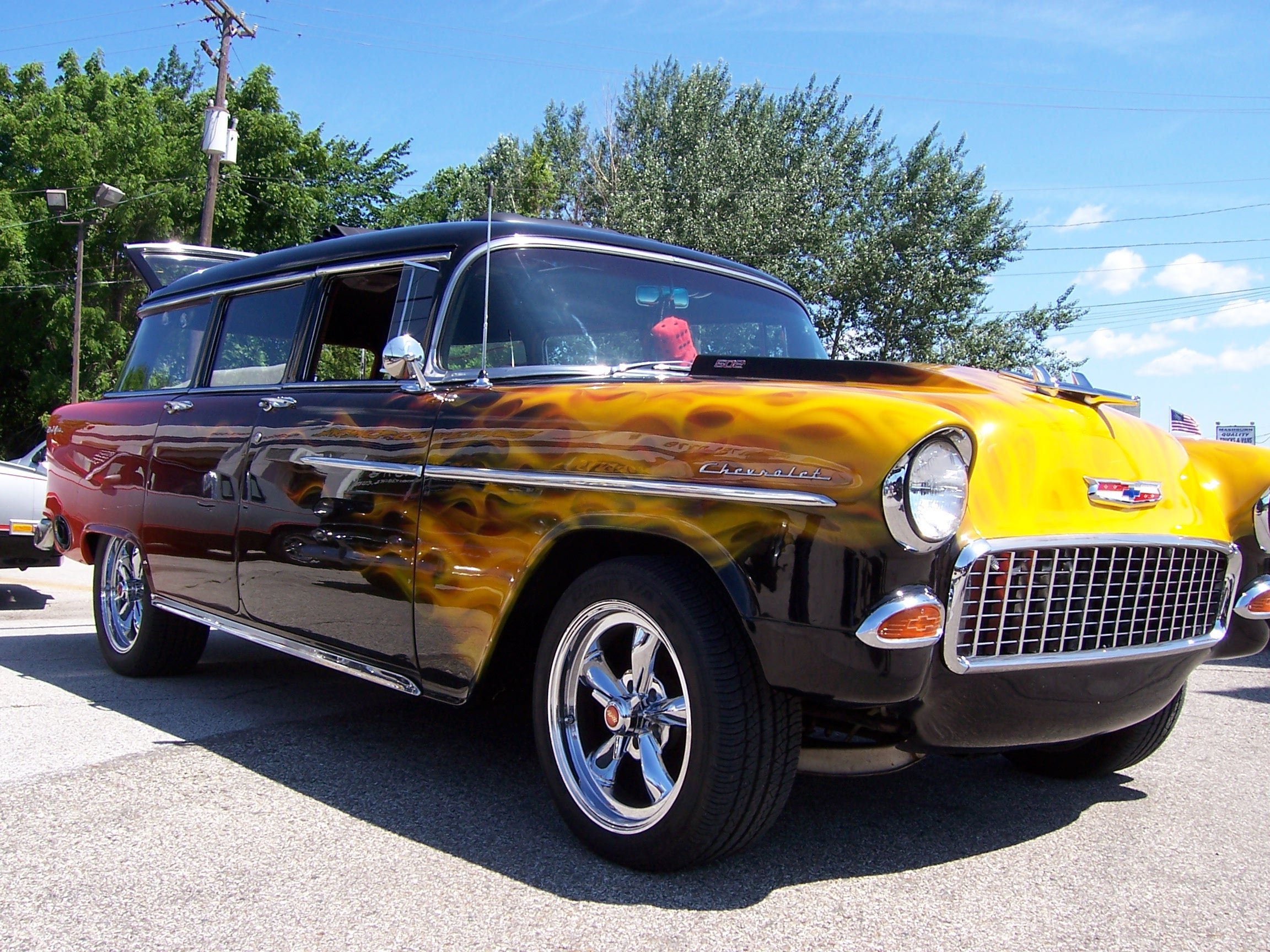 1955, Chevrolet, Custom, Stationwagon, Hot, Rod, Rods, Retro Wallpaper