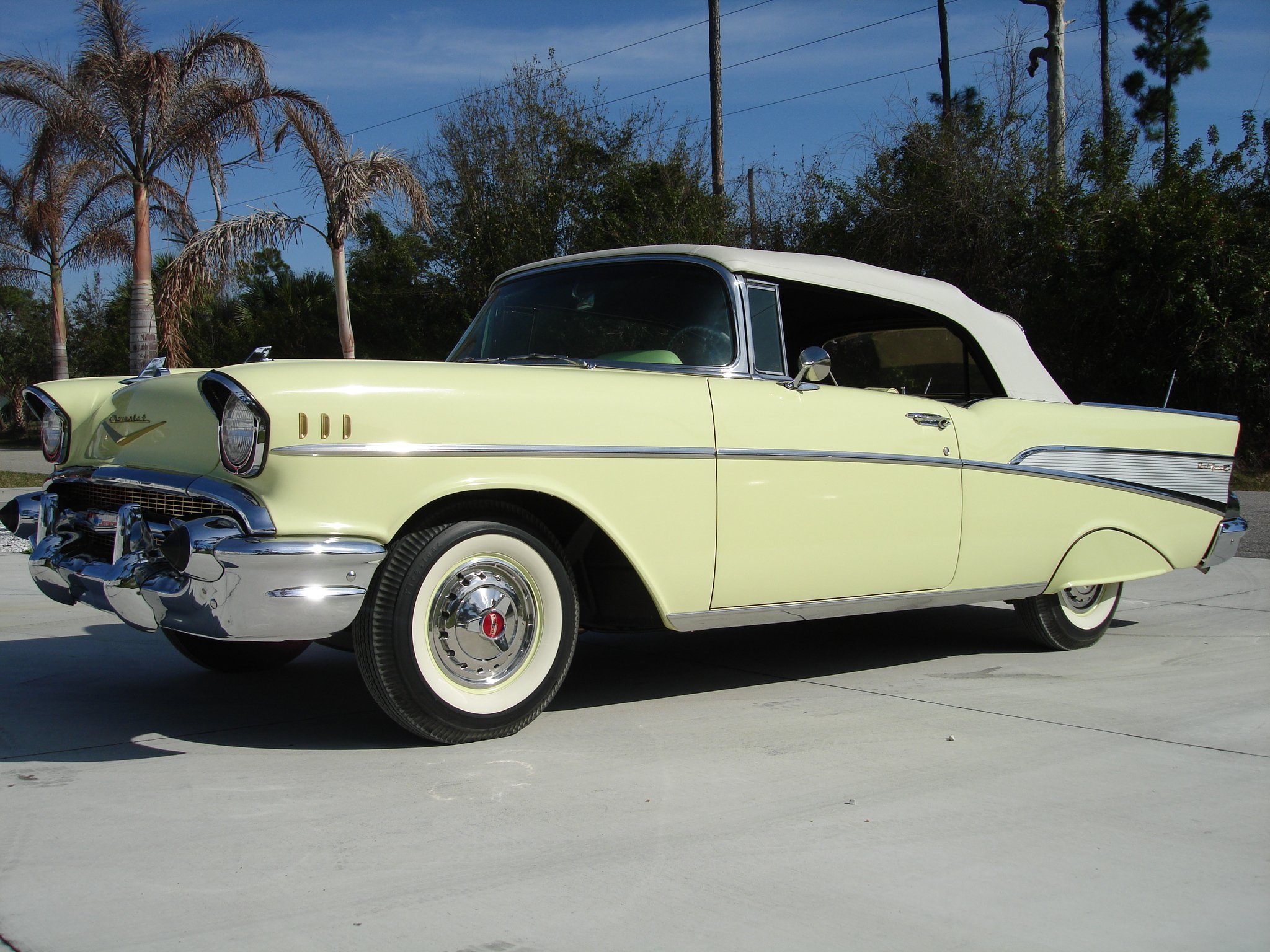 1957, Chevrolet, Bel, Air, Convertible, Retro Wallpaper