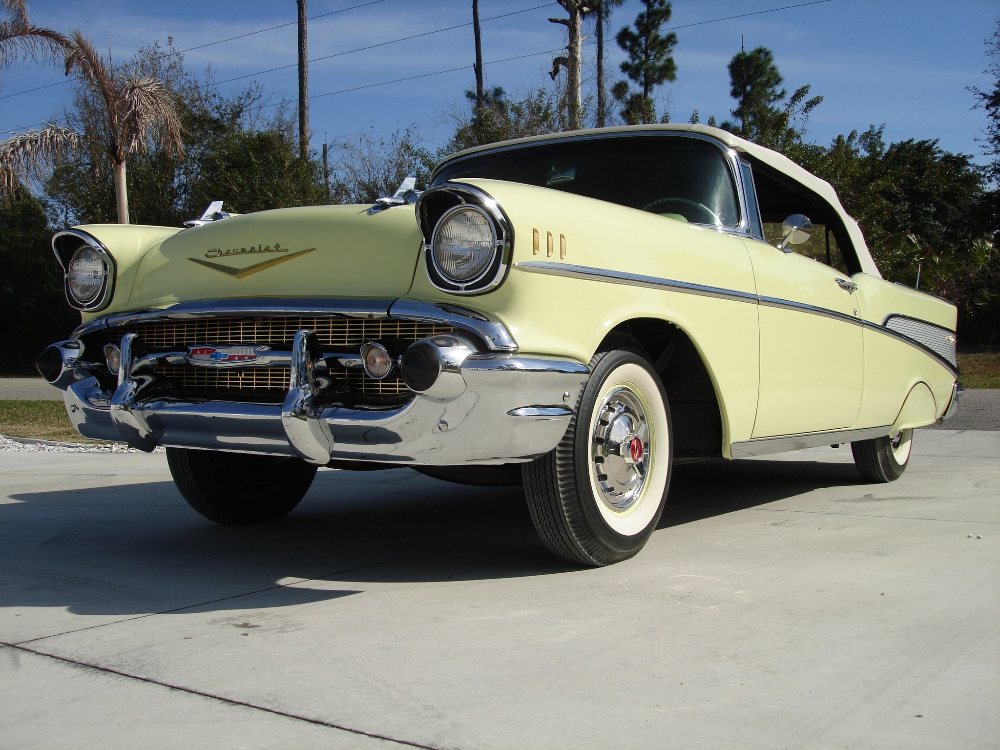 1957, Chevrolet, Bel, Air, Convertible, Retro Wallpaper