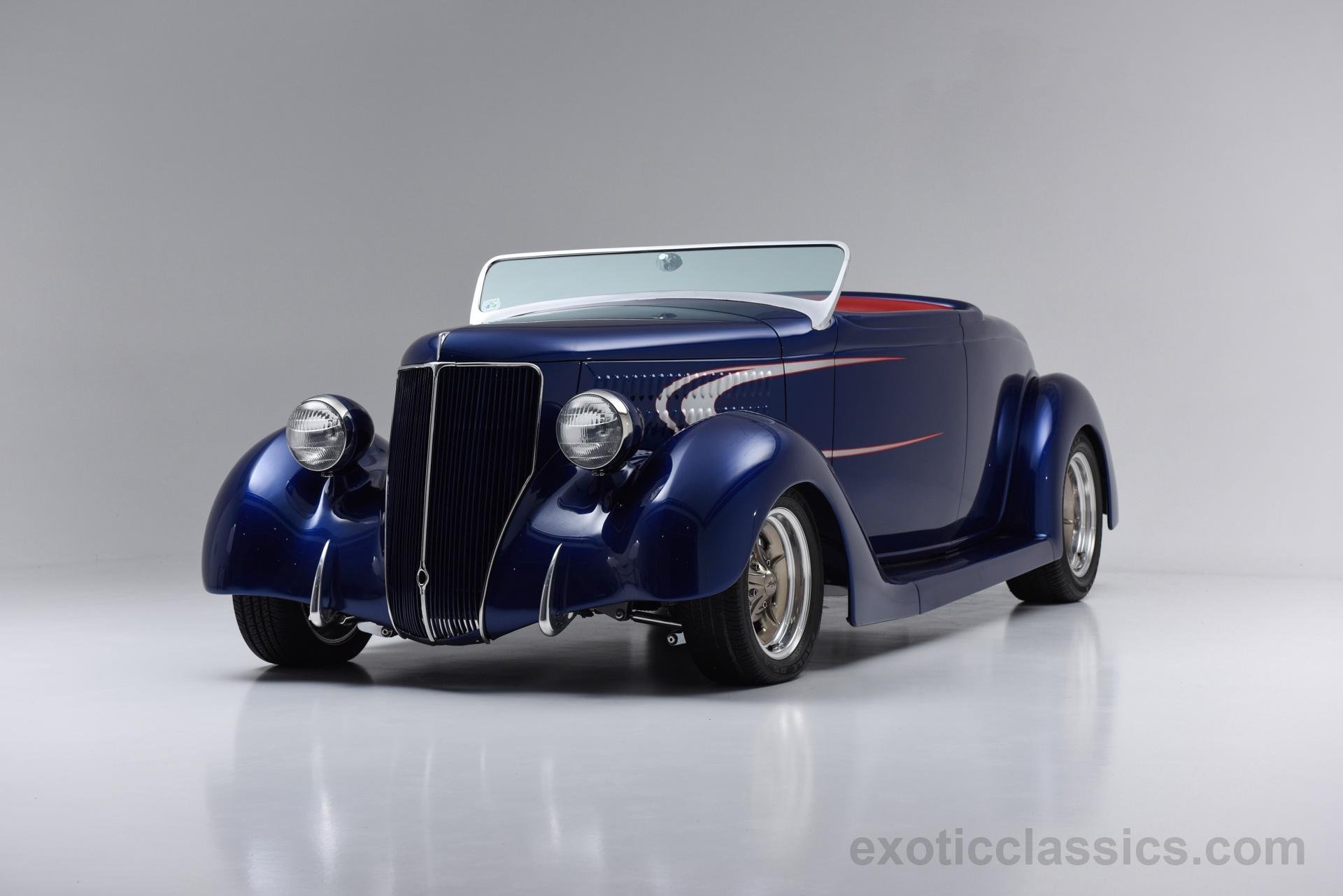 1936, Ford, Custom, Street, Rod, Roadster, Classic, Cars, Blue Wallpaper