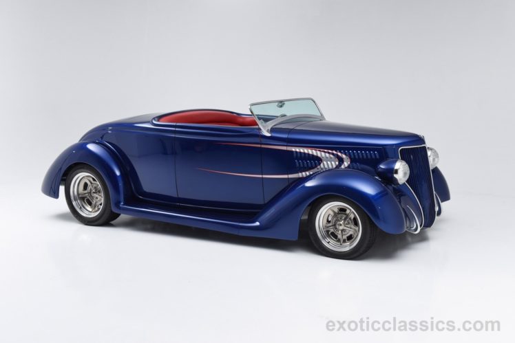 1936, Ford, Custom, Street, Rod, Roadster, Classic, Cars, Blue HD Wallpaper Desktop Background