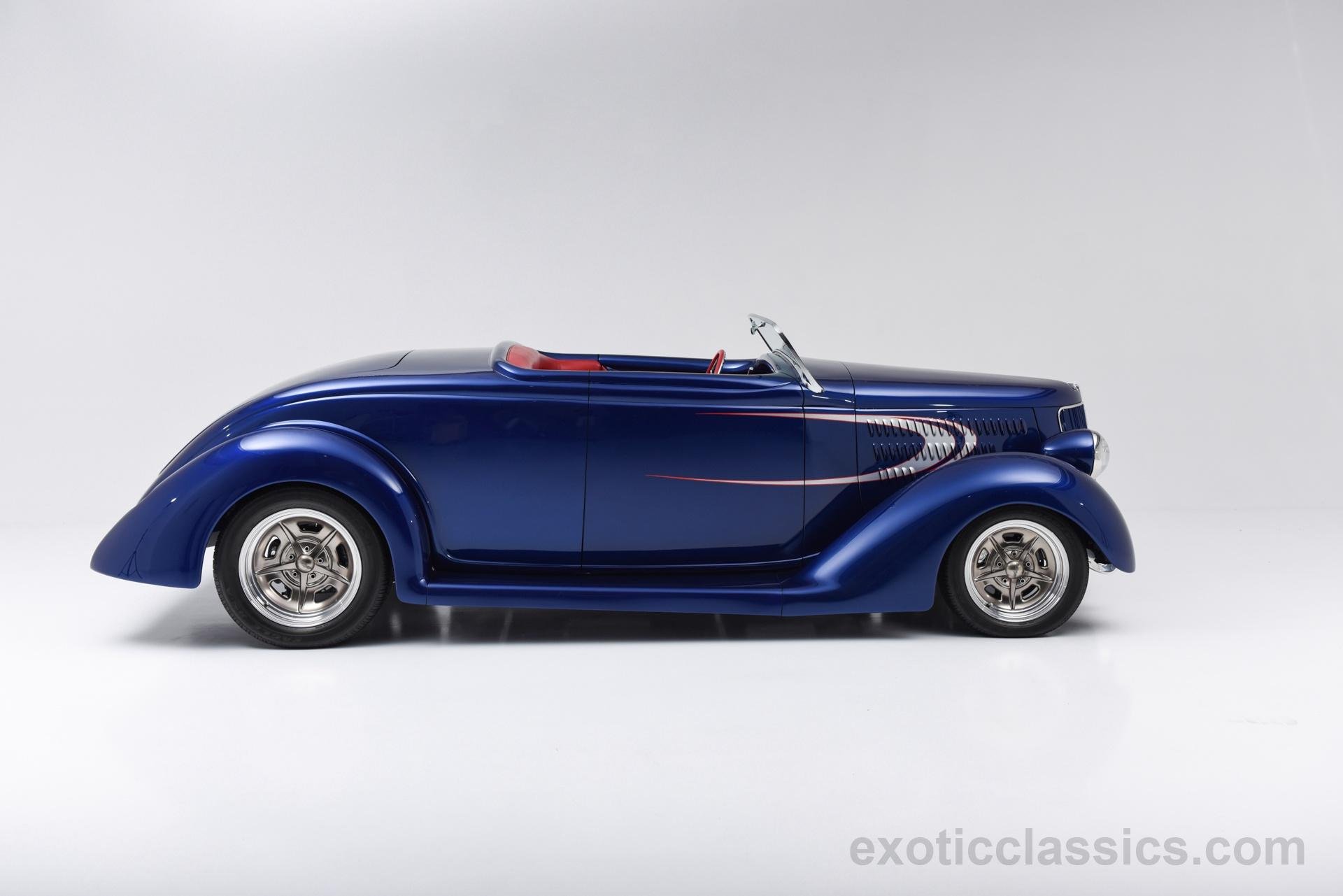 1936, Ford, Custom, Street, Rod, Roadster, Classic, Cars, Blue Wallpaper