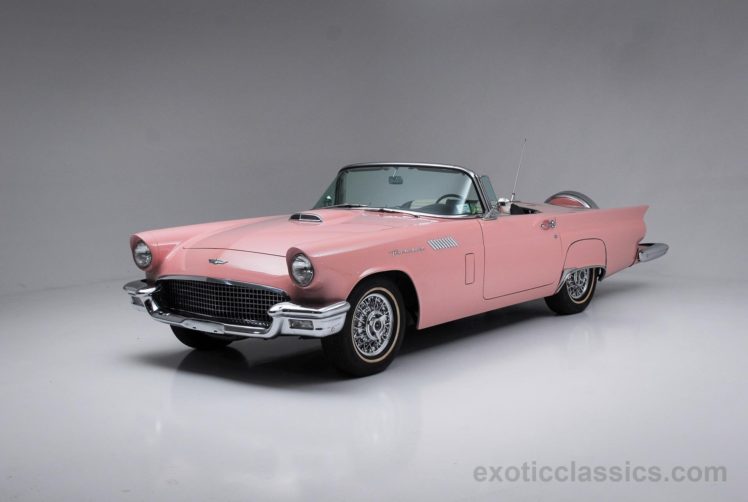 1957, Ford, Thunderbird, Convertible, Cars, Classic, Dusty, Rose HD Wallpaper Desktop Background
