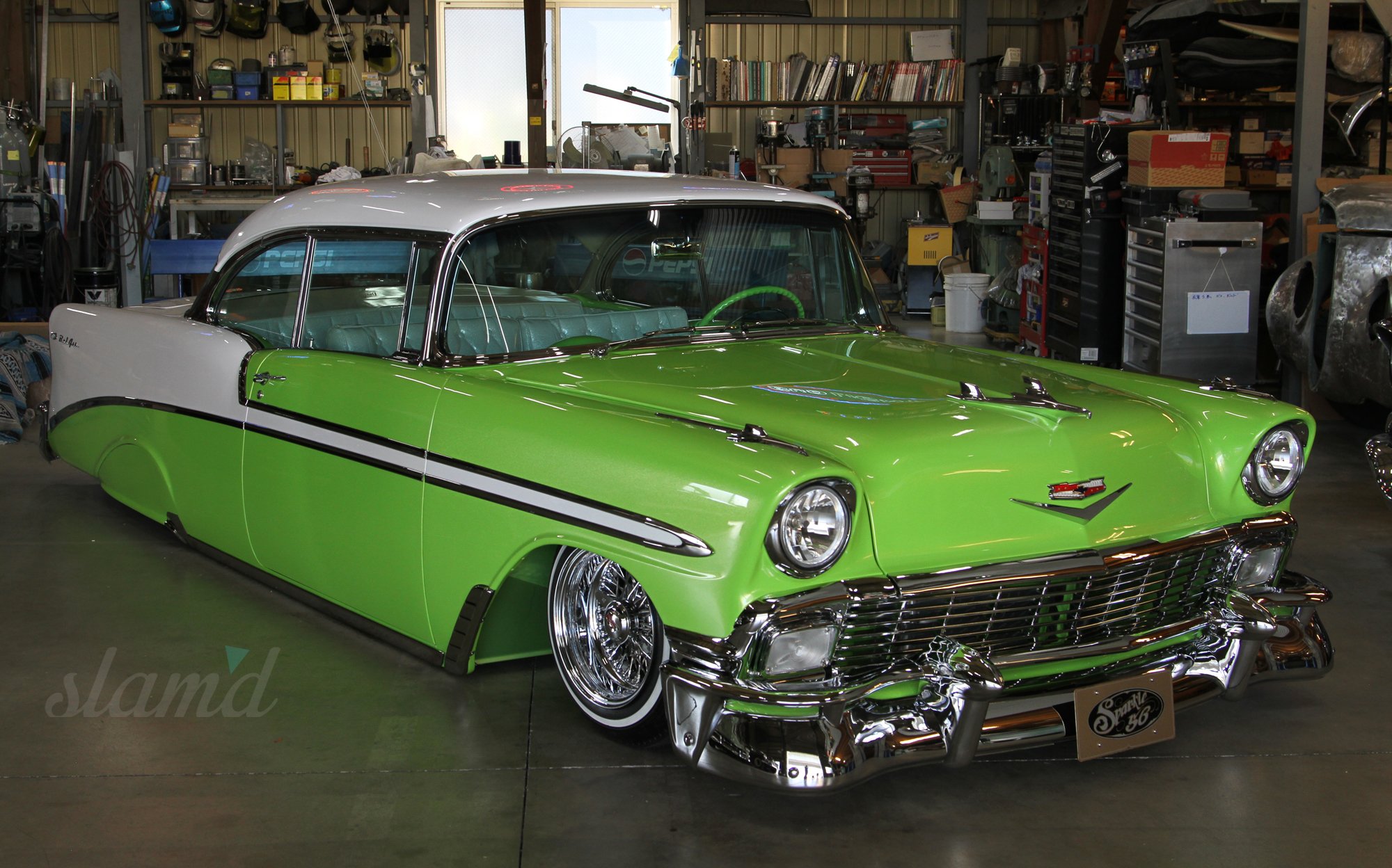 1956, Chevrolet, Bel, Air, Hardtop, Lowrider, Custom, Retro Wallpaper