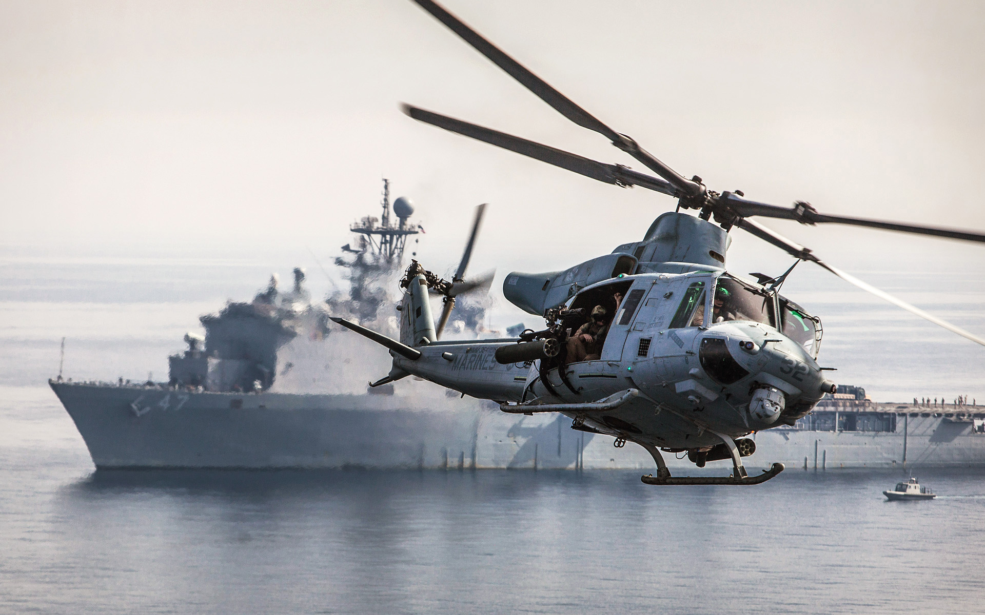 helicopter, Ships, Boats, Ocean, Sea, Military Wallpaper