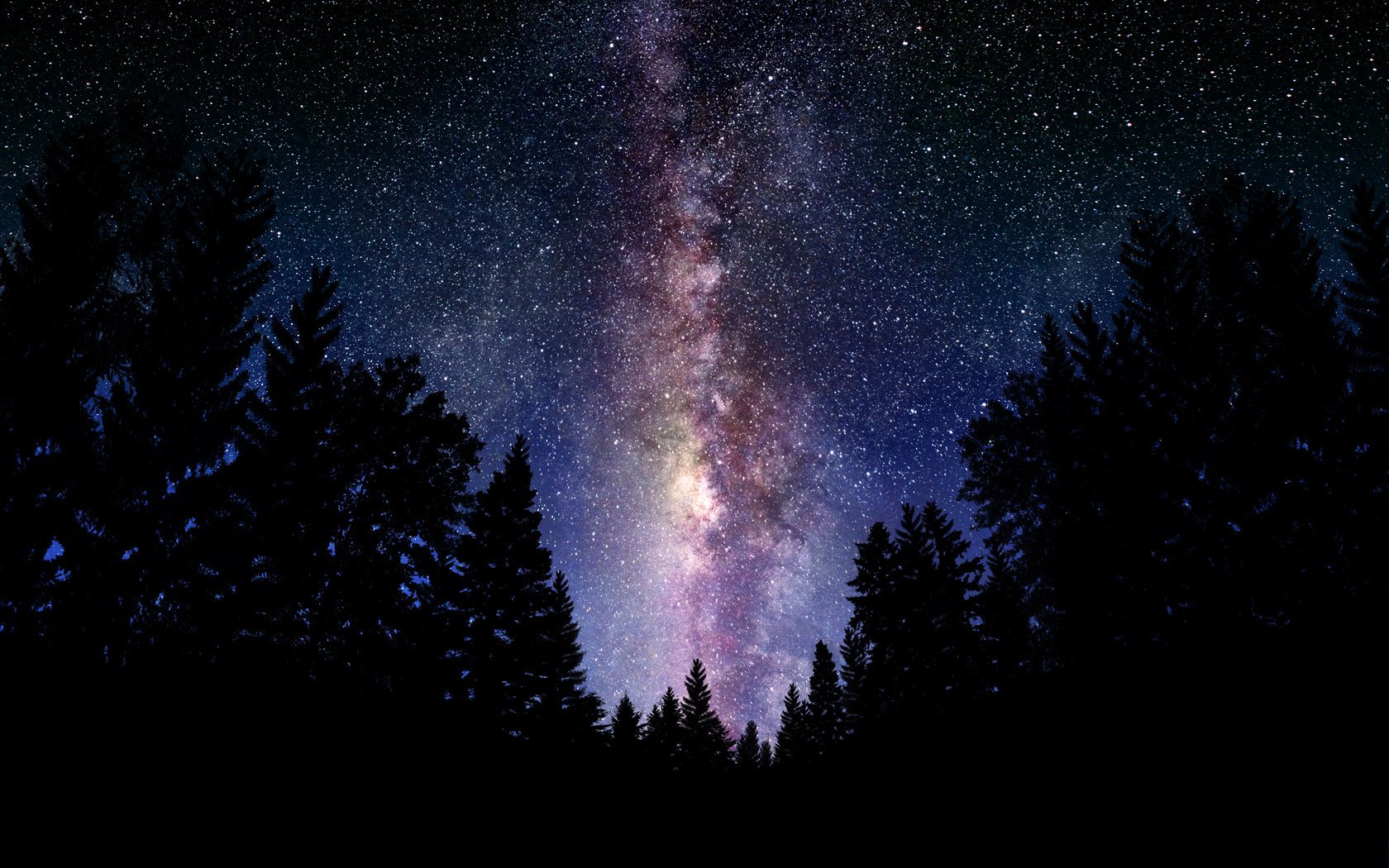 landscape, Sky, Stars, Forest, Night Wallpaper