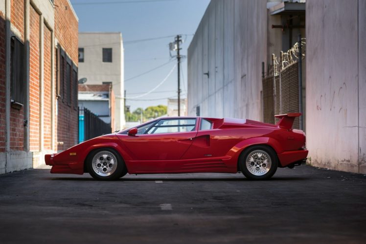 lamborghini, Countach, 25, Anniversario, Us spec, Cars, Supercars, Red, 1988 HD Wallpaper Desktop Background