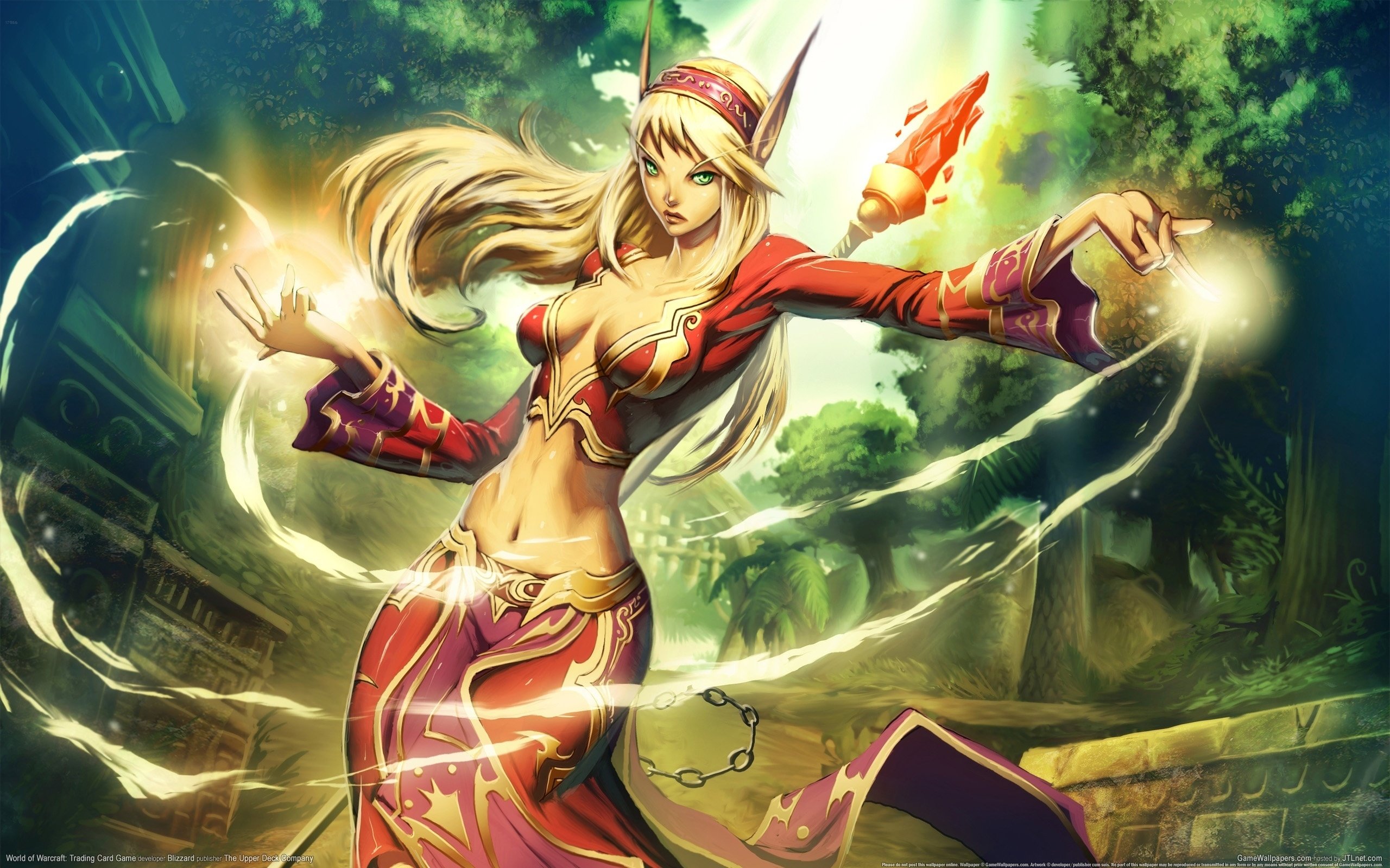 arts, Elf, Magic, World, Of, Warcraft, Elf, Staff, City, Girls Wallpaper