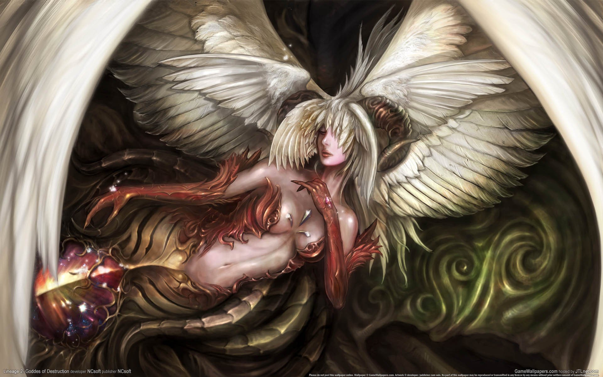 arts, Magic, Wings, Angel, Or, Demon, Lineage, 2, Goddess, Of, Destruction, Fantasy, Girls, Games Wallpaper