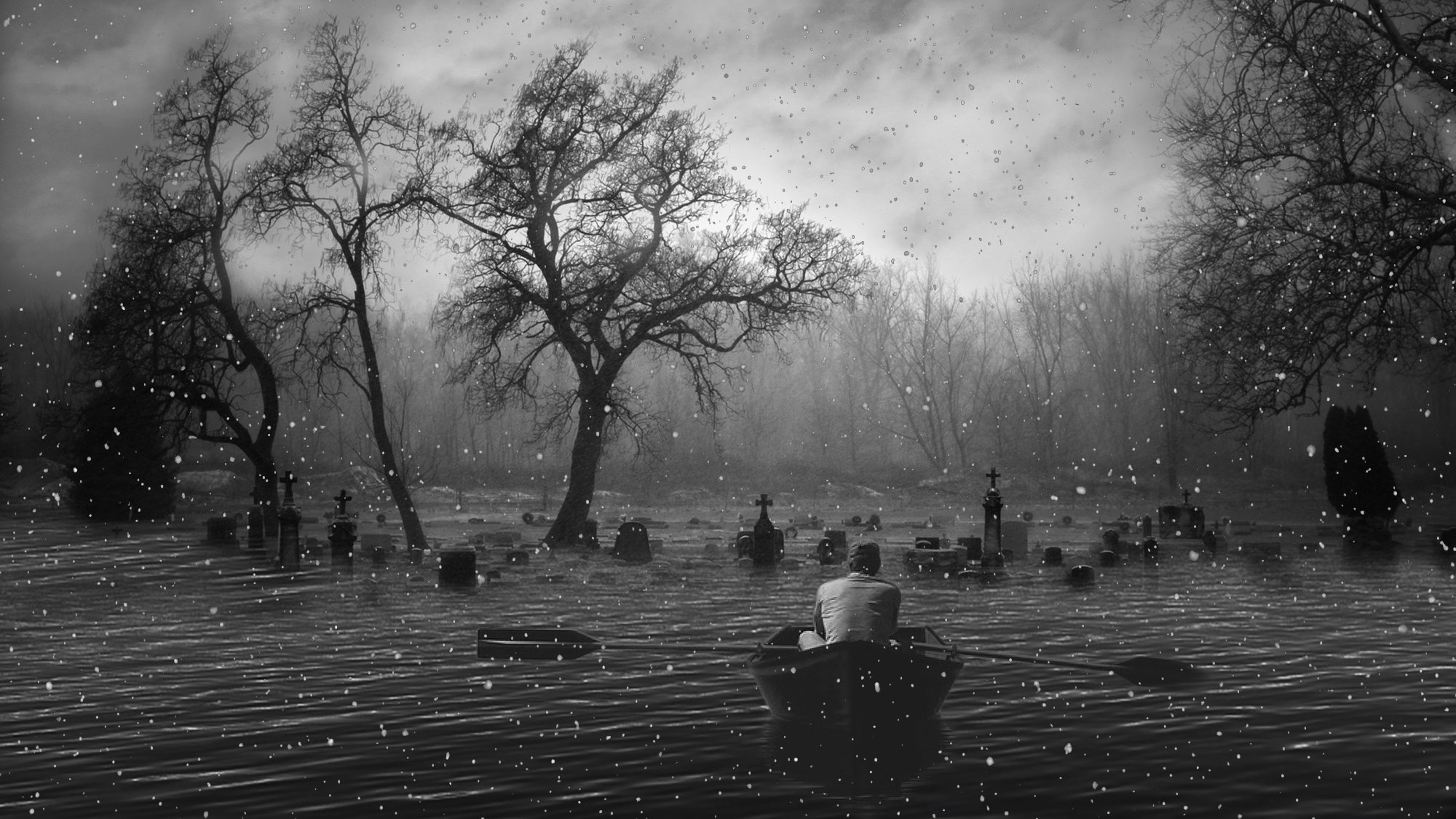 surreal, Winter, Cemetery, Boat, Silence, Departure, Passing Wallpaper