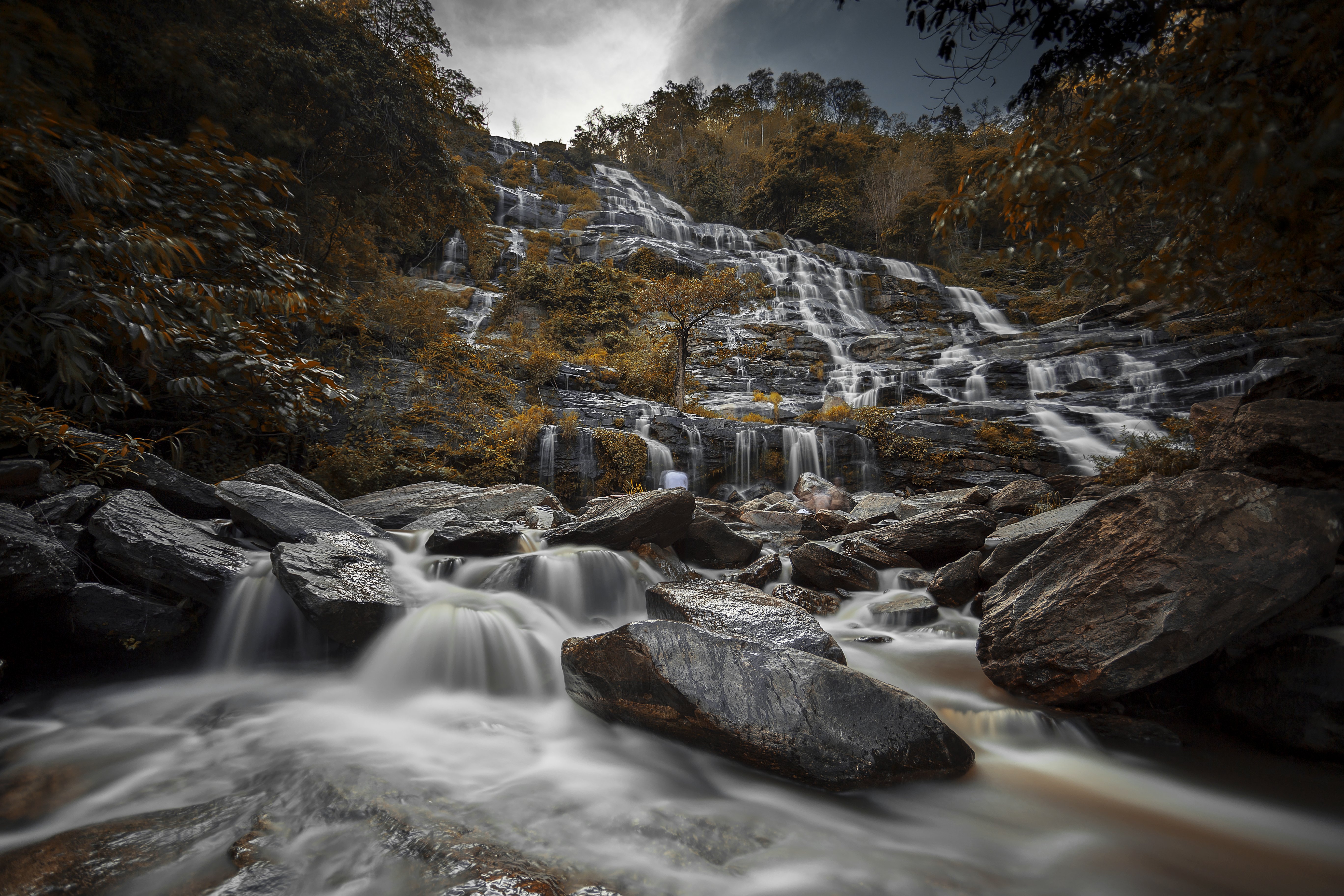 waterfall, Autumn, Boulder, Stream, Nature, Thailand, Travel Wallpaper