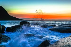 ocean, Rock, Seascape, Sunset, Nature, Sea, Waves