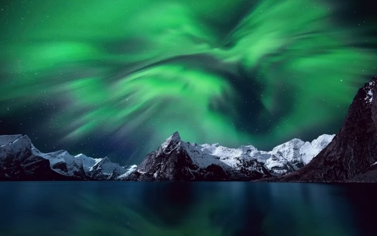 aurora, Borealis, Norway, Mountain, Stars, Sky, Arctic, Scandinavia, Lofoten, Islands, Northern, Lights HD Wallpaper Desktop Background