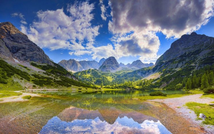 forest, Clound, Mountain, Landscape, Reflection, Lake, Nature HD Wallpaper Desktop Background