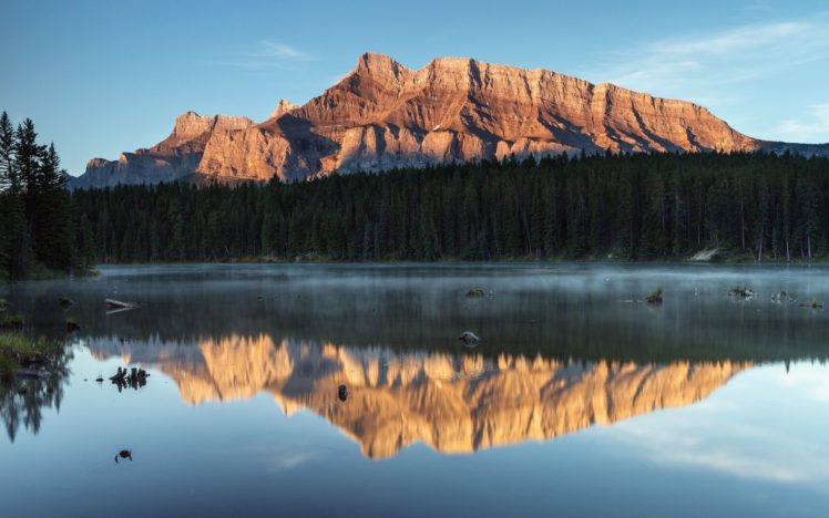 lake, Landscape, Reflection, Nature, Forest, Mountain, Fog, Mist HD Wallpaper Desktop Background
