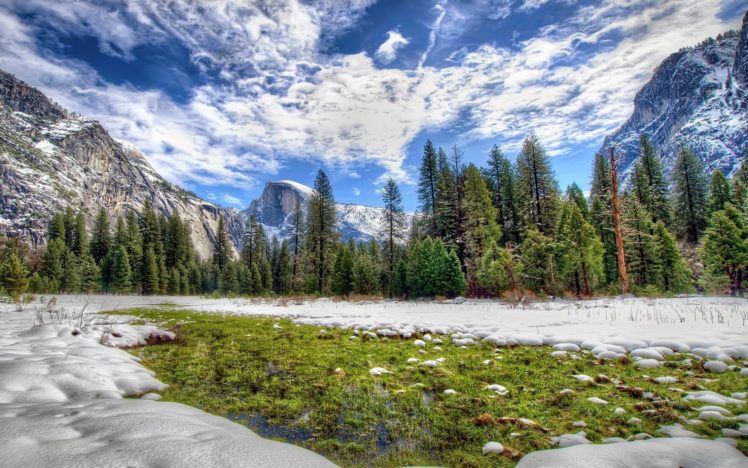 snow, Forest, Winter, Mountain, Landscape, Nature HD Wallpaper Desktop Background