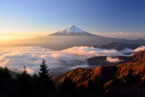 sunrise, Morning, Landscape, Stratovolcano, Volcano, Japan, Mount, Fuji, Clouds