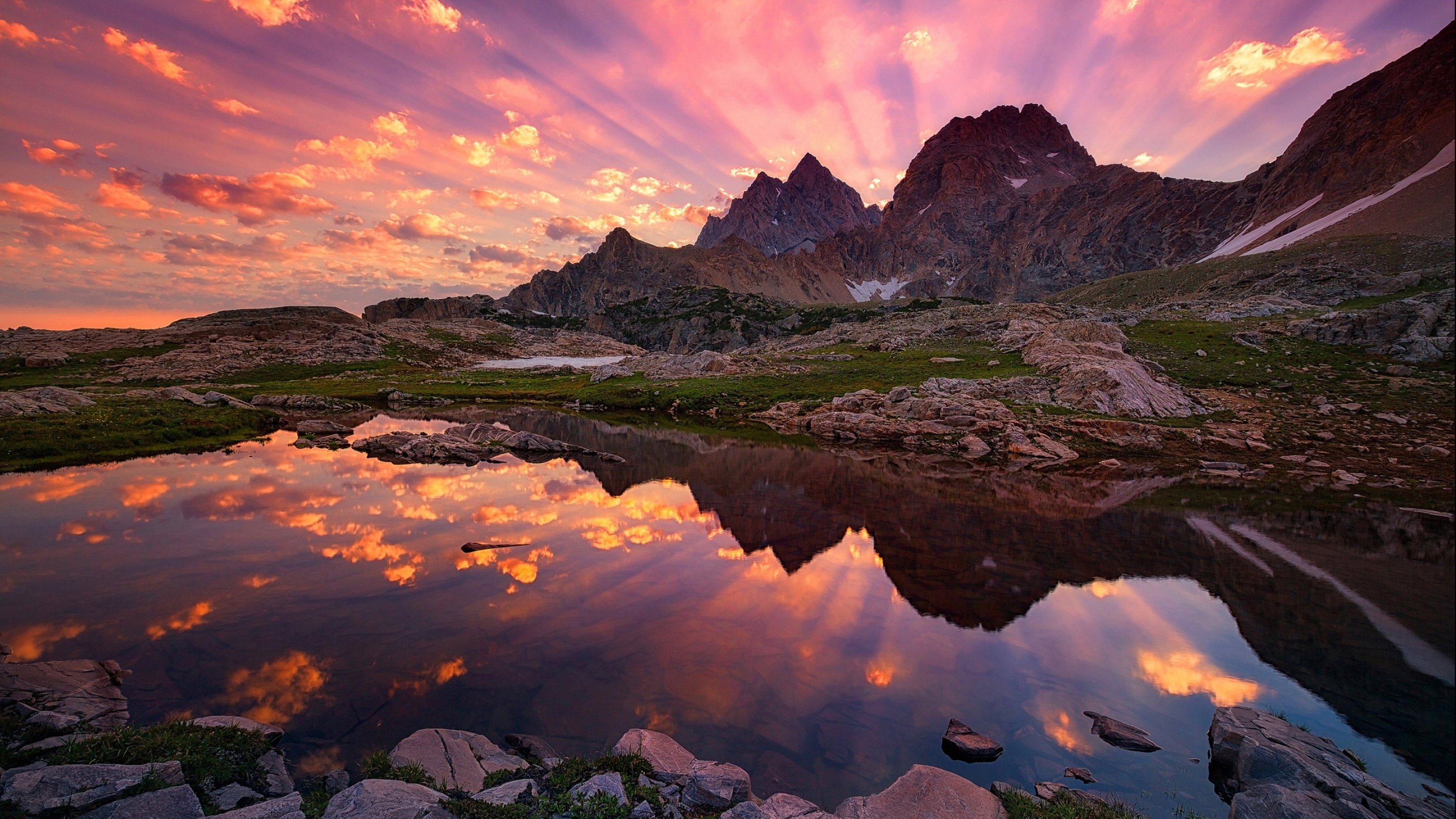 reflection, Lake, Sunrise, Sunset, Clouds Wallpaper