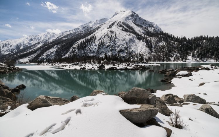 reflection, Lake, Mountains, Winter, Snow HD Wallpaper Desktop Background
