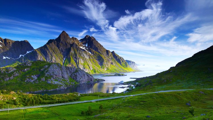 sky, Nature, Green, Sea, River, Mountain, Landscape, Ocean HD Wallpaper Desktop Background