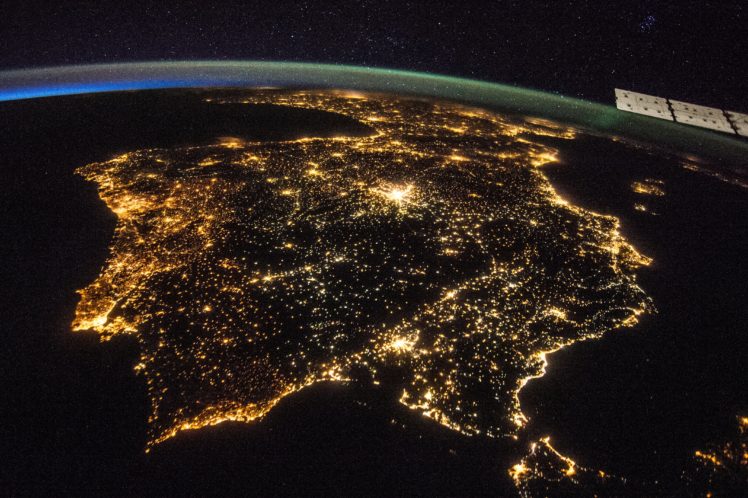 spain, Iberian, Peninsula, Night, Nasa, Strait, Of, Gibraltar, Andorra, Portugal, Space, Earth, Night, Lights HD Wallpaper Desktop Background