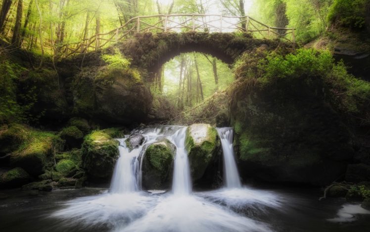 luxembourg, Muellerthal, Landscape, Nature, Waterfall, Bridge, Forest HD Wallpaper Desktop Background