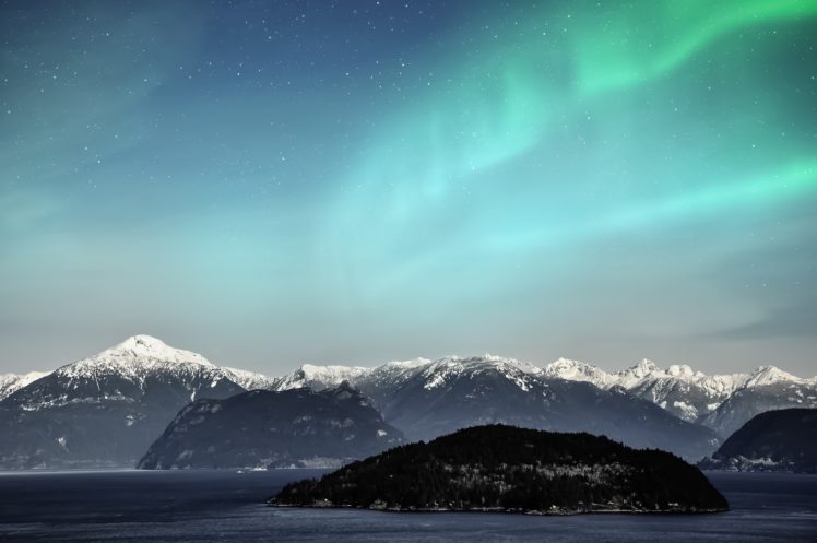 aurora, Borealis, Mountains, Snow, Night, Sky, Northern, Space, Lake HD Wallpaper Desktop Background
