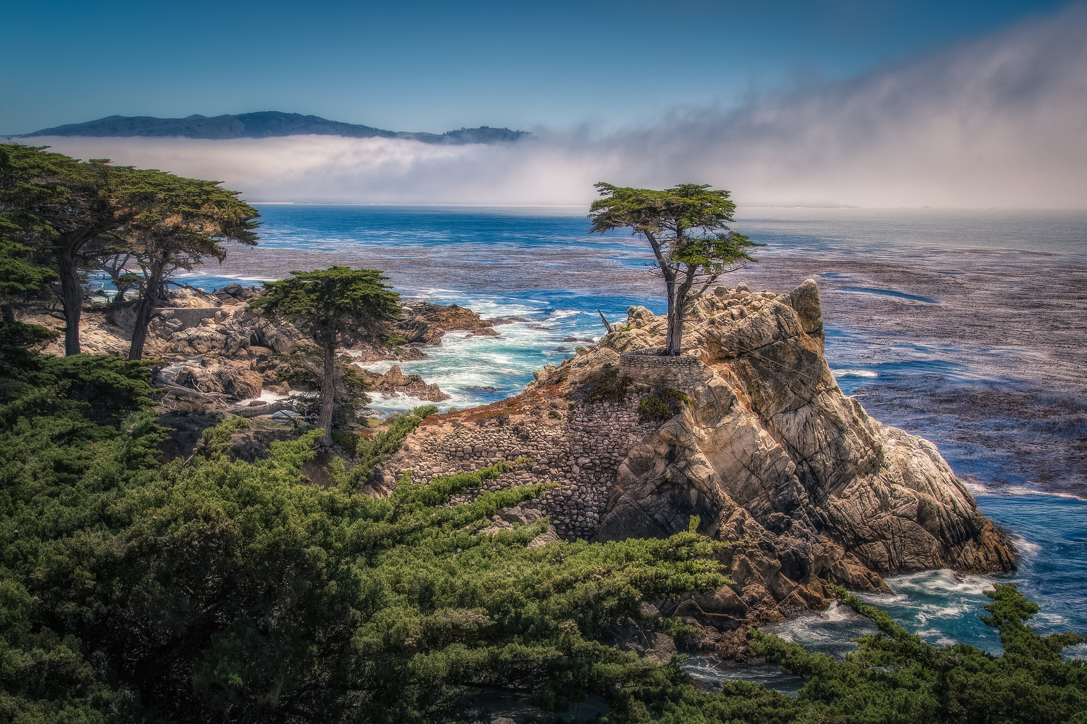 fog, Rock, Coast, Monterey, Bay, Monterey, Cypress, Sea, Ocean Wallpaper