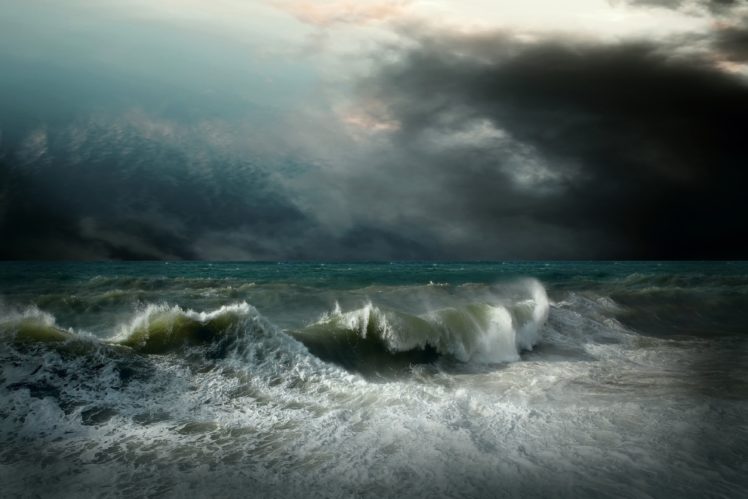 storm, Ocean, Sea, Waves, Clouds HD Wallpaper Desktop Background