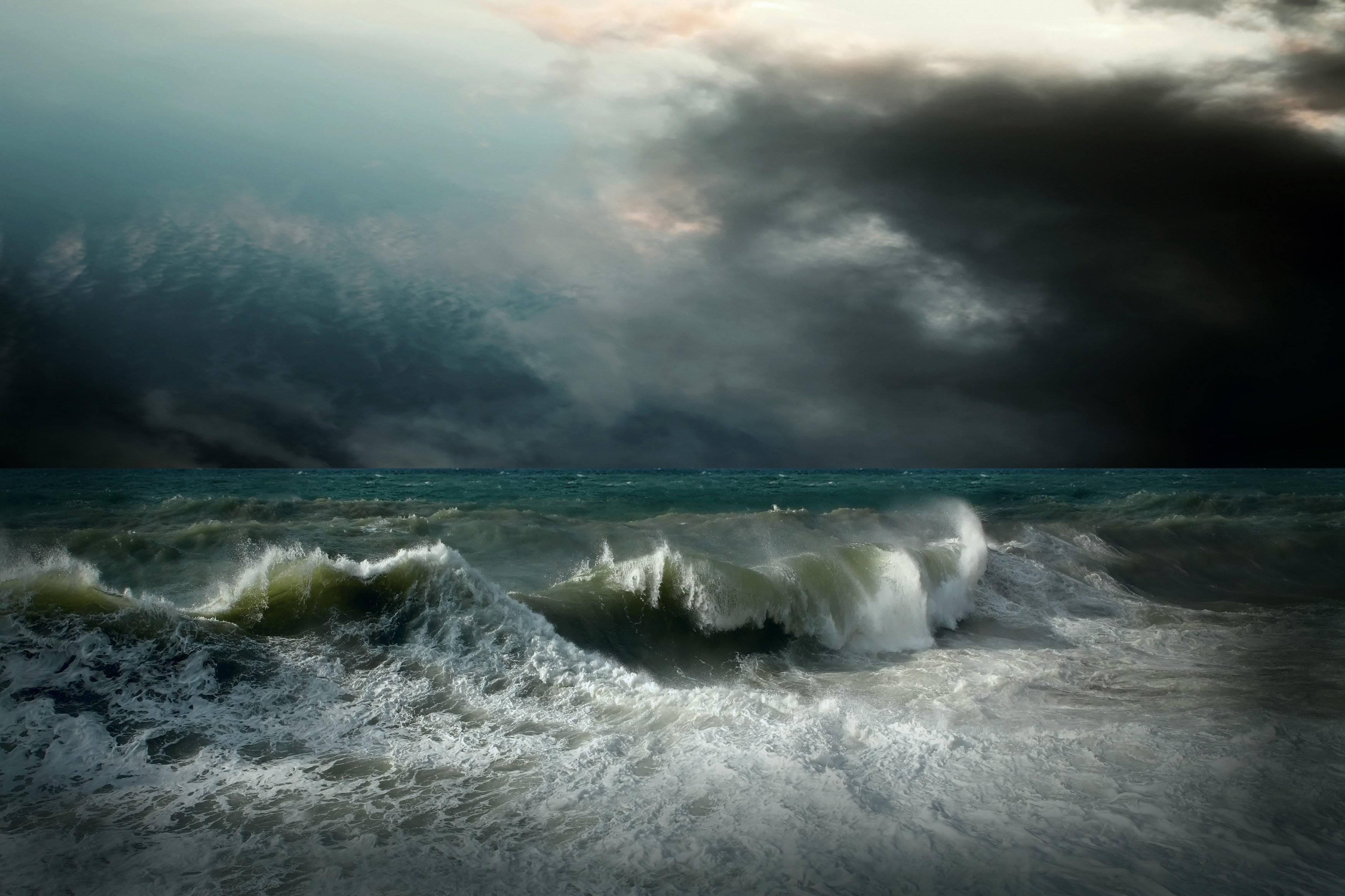 storm, Ocean, Sea, Waves, Clouds Wallpaper