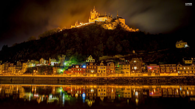 castle, Night, Buildings, Rivers, Reflection, Buildings, Night, Lights HD Wallpaper Desktop Background