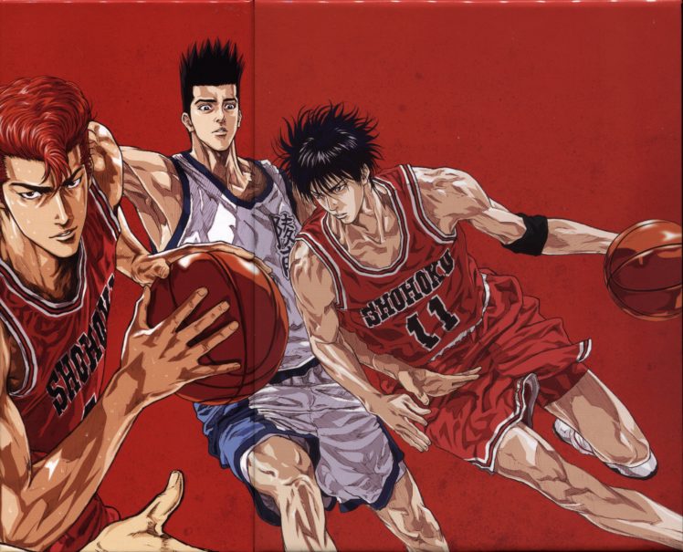anime, Sports, Basketball, Group, Guys, Slam, Dunk, Series, Hanamichi, Sakuragi, Character, Akira, Sendo HD Wallpaper Desktop Background