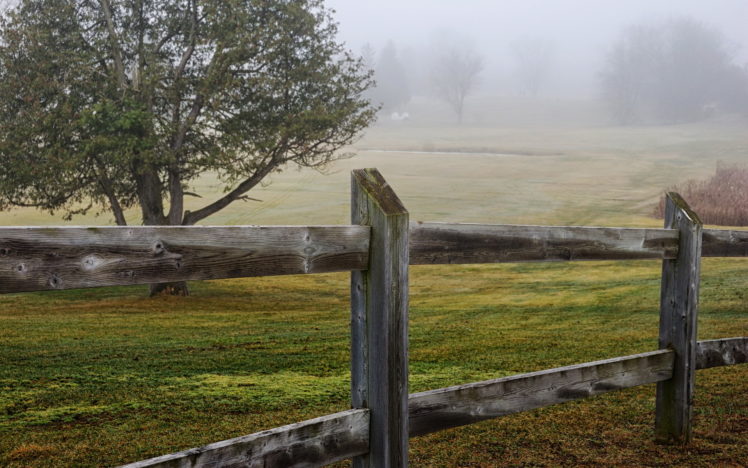 fence, Field, Landscapes, Fog HD Wallpaper Desktop Background