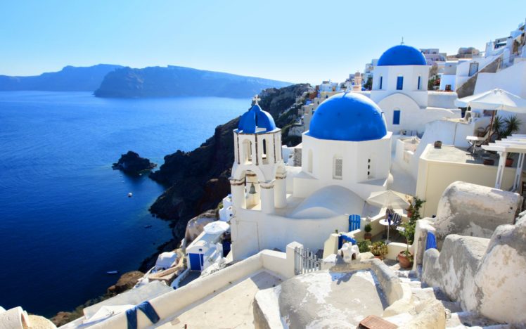 nature, Landscape, Sea, Houses, Greece, Santorini, Ocean, Buildings HD Wallpaper Desktop Background