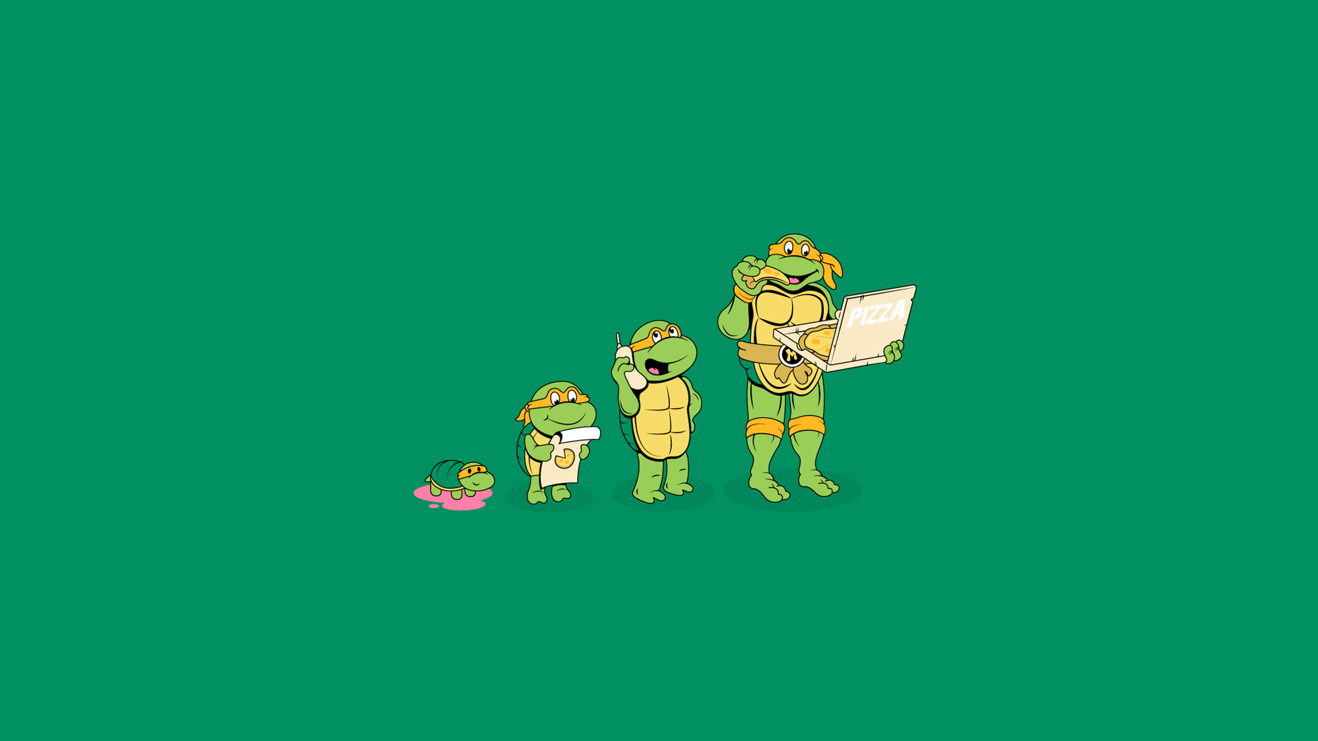 teenage, Mutant, Ninja, Turtles, Michelangelo, Pizza, Green, Turtle, Humor, Cartoons, Comics Wallpaper