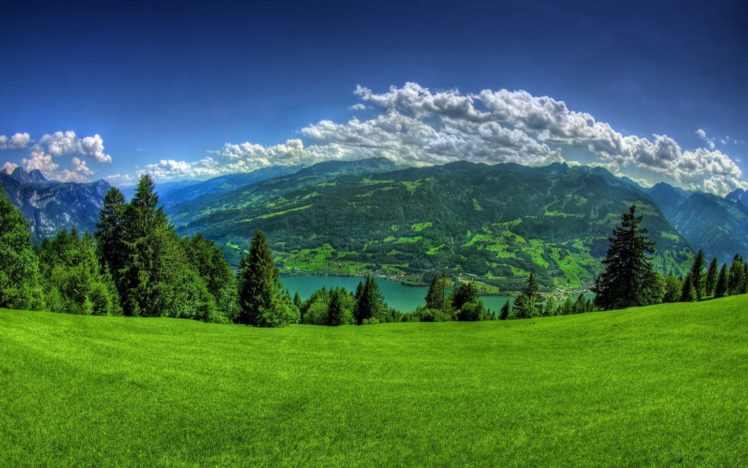 spring, Green, Hill, Clouds, Mountain, Landscape, Beauty, Sky HD Wallpaper Desktop Background