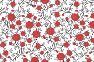 red, Flowers, Pattern