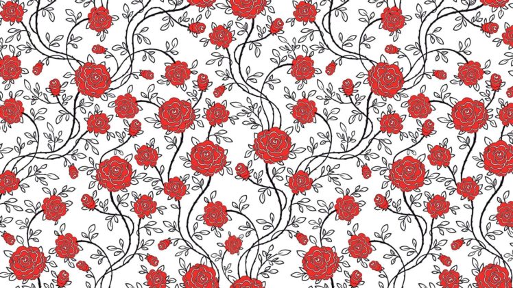 red, Flowers, Pattern HD Wallpaper Desktop Background