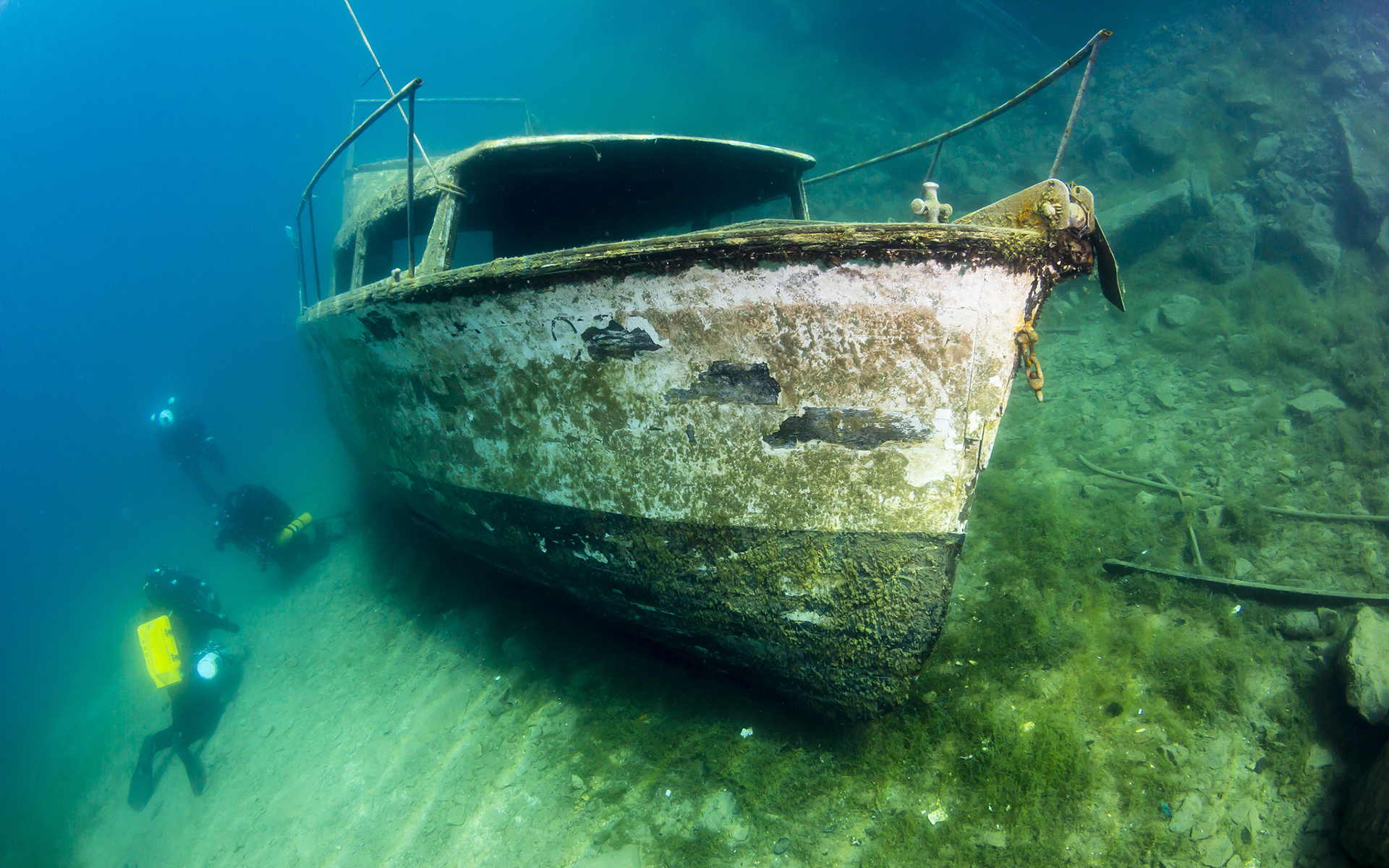 boat, Underwater, Ocean, Diver Wallpaper