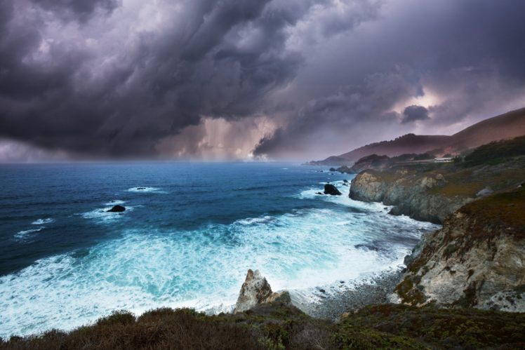 sea, Coast, Excitement, Cloudy, Clouds, Bad, Weather, Foam HD Wallpaper Desktop Background