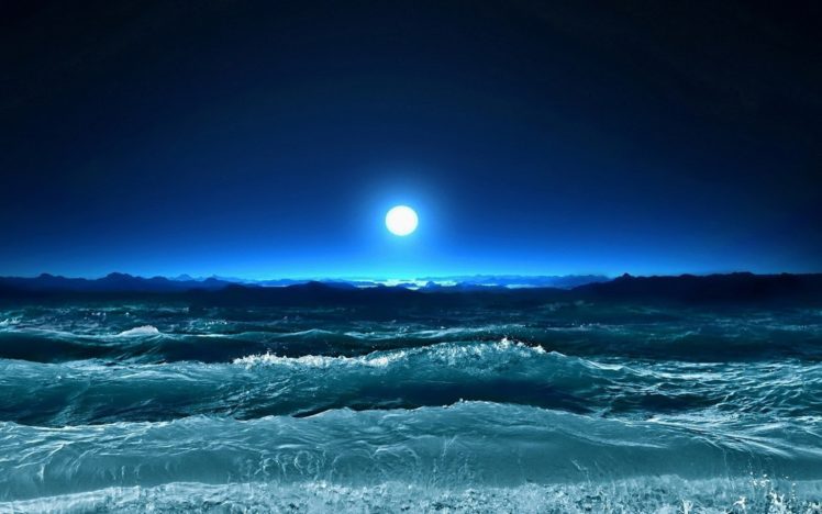 storm, Waves, Sea, Moon, Night, Art HD Wallpaper Desktop Background