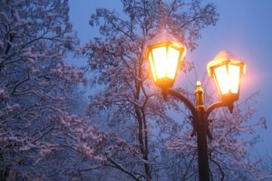 lantern, Winter, Snow, Light, Trees