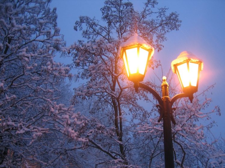 lantern, Winter, Snow, Light, Trees HD Wallpaper Desktop Background