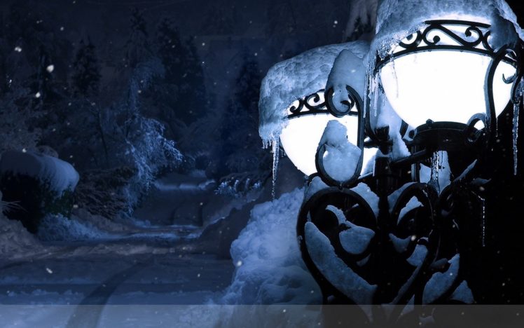 lantern, Light, Park, Snow, Snowdrifts, Winter, Icicles HD Wallpaper Desktop Background