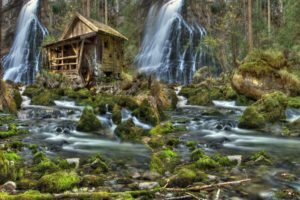 river, Forest, Waterfalls, A, Water, Mill, Stones, Moss, Nature, Landscape