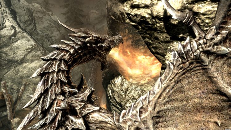 skyrim, Elder, Scrolls, Dragon, Fire, Fantasy HD Wallpaper Desktop Background