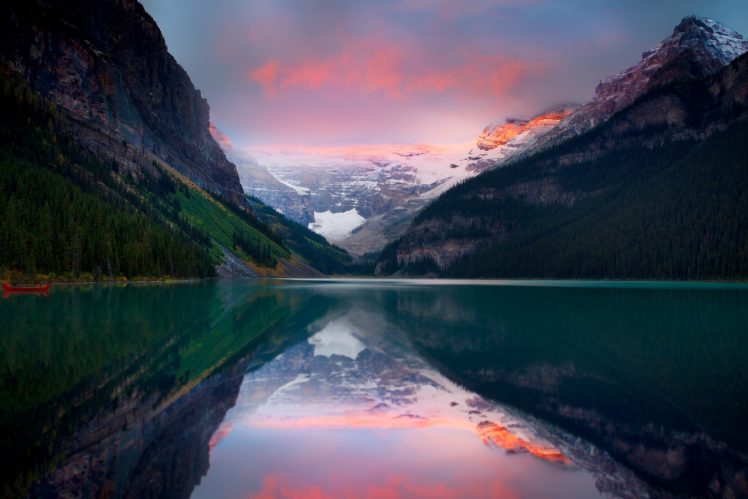 mountains, Sunset, Lake, Sky, Snow, Peaks HD Wallpaper Desktop Background