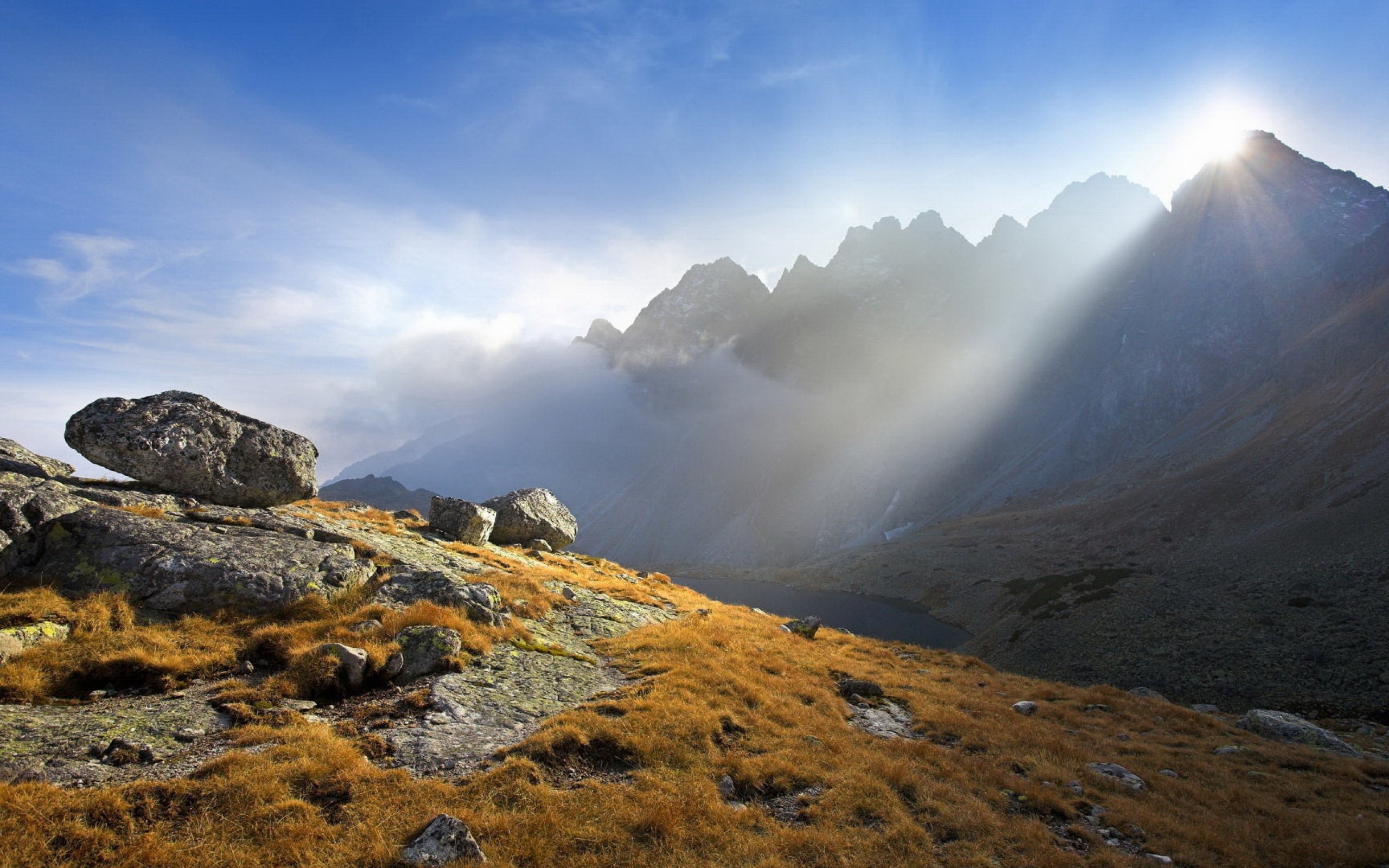 light, Beams, Sun, Stones, Porous, Mountains, Autumn Wallpaper